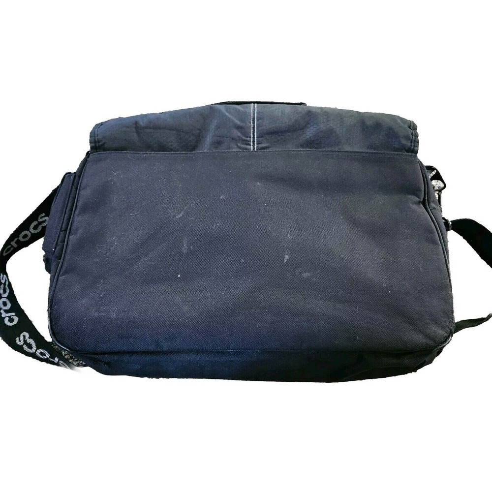 Crocs Laptop Messenger Bag Tote Black Silver Grey 17" X 6" X 12" Large‎ - Picture 5 of 12